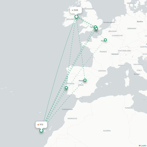 Mapa lotu bezpośredniego Wenecja – Dublin