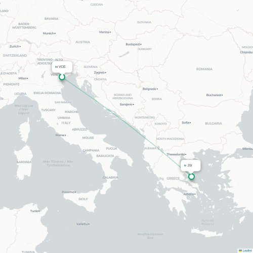 Venedig - Skiathos karta över direktflyg