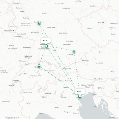 Venise - Stuttgart carte du vol direct