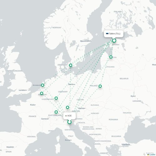 Mapa lotu bezpośredniego Wenecja – Tallin