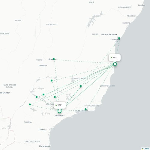 Mapa lotu bezpośredniego São Paulo – Porto Seguro