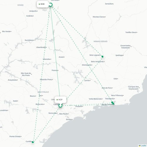 Mapa lotu bezpośredniego São Paulo – Brasília