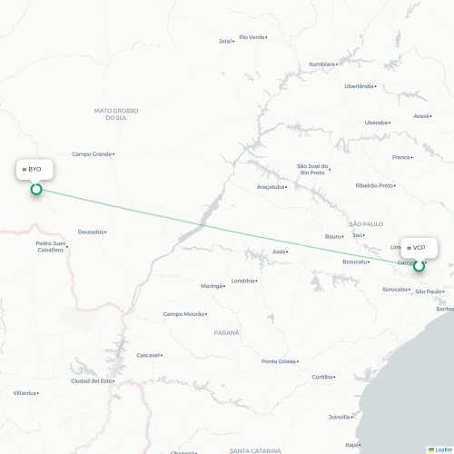 Campinas - Bonito karta över direktflyg