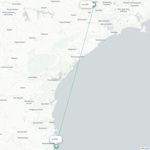 Mapa lotu bezpośredniego São Paulo – Florianópolis