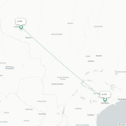 Mapa de vuelo directo São Paulo - Ji-Paraná