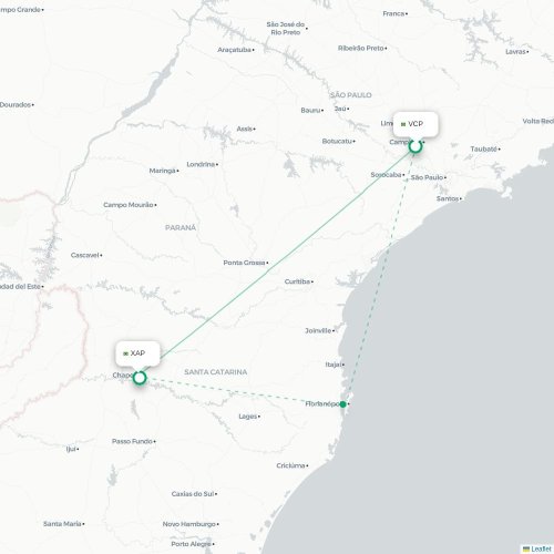Mapa lotu bezpośredniego São Paulo – Chapecó