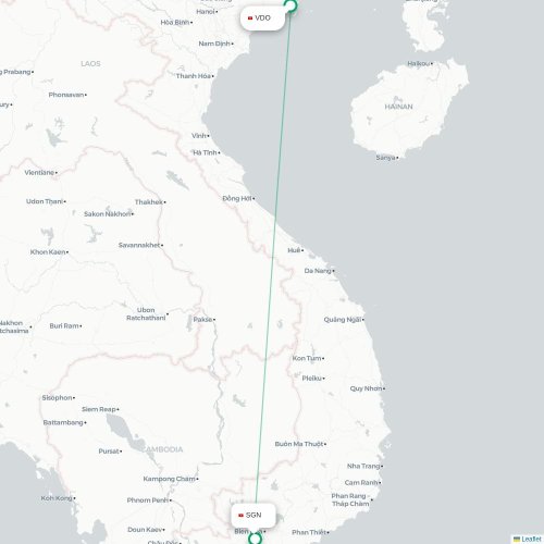 Mapa lotu bezpośredniego Ha Long – Ho Chi Minh