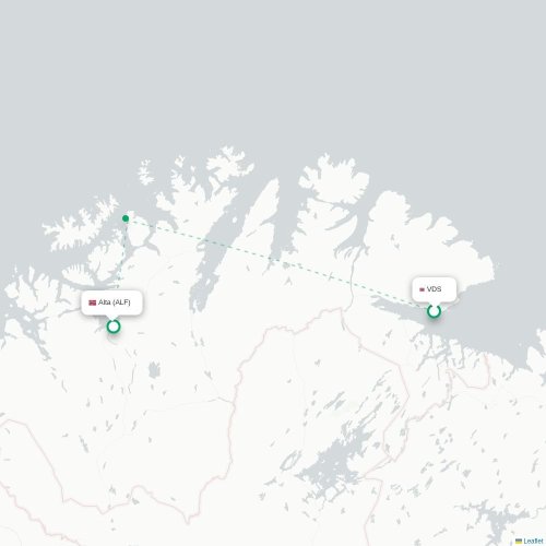 Mapa de vuelo directo Vadsø - Alta