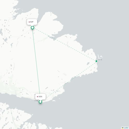 Mapa de vuelo directo Vadsø - Båtsfjord