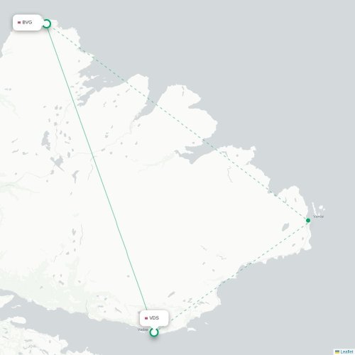 Mapa de vuelo directo Vadsø - Berlevag