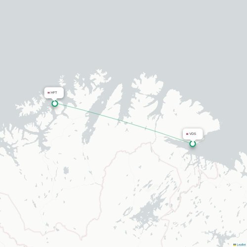 Mapa de vuelo directo Vadsø - Hammerfest