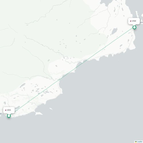 Mapa de vuelo directo Vadsø - Vardø