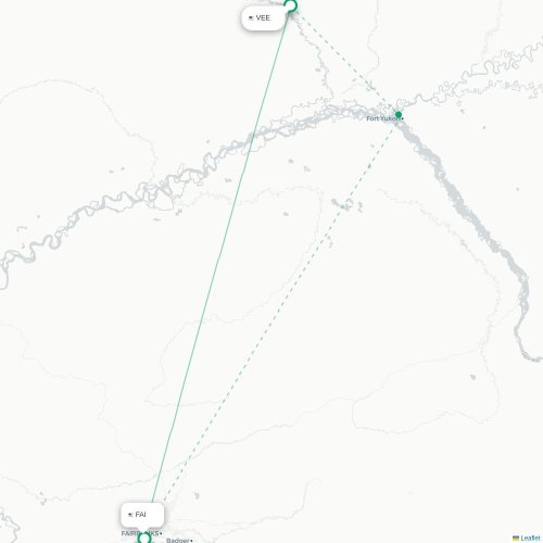 Mapa lotu bezpośredniego Venetie – Fairbanks