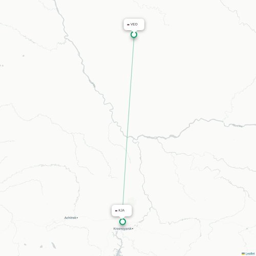 Yeniseyskiy - Krasnoyarsk karta över direktflyg