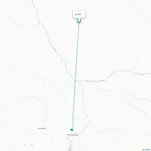 Route map Yeniseyskiy  VEO airport
