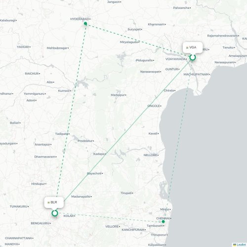 Mapa lotu bezpośredniego Widźajawada – Bangalore