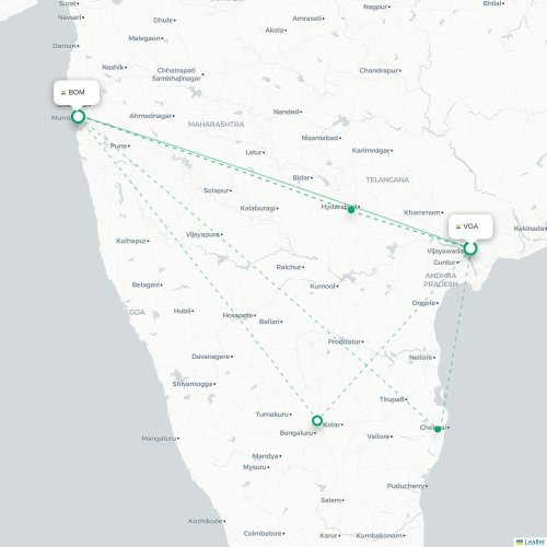 Mapa lotu bezpośredniego Widźajawada – Mumbaj
