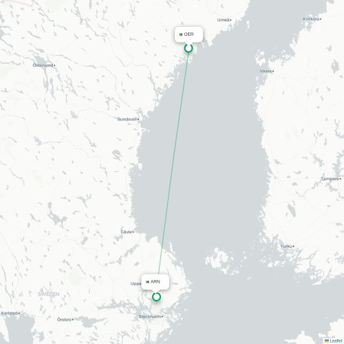Vilhelmina - Stockholm karta över direktflyg