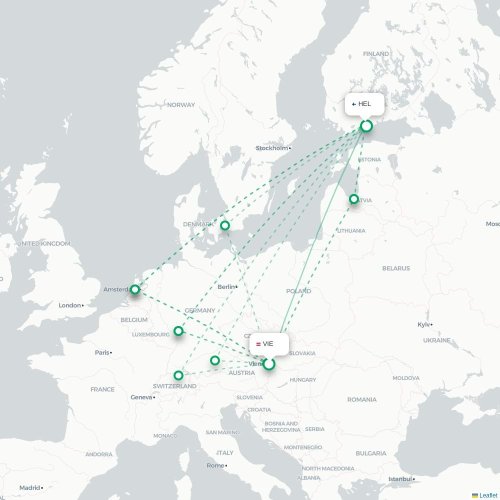 Mapa lotu bezpośredniego Wiedeń – Helsinki
