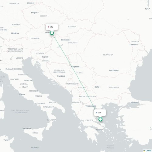 Wien - Skiathos karta över direktflyg