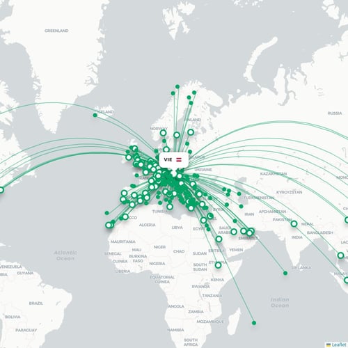 VIE routes and destination map
