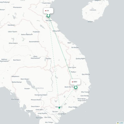 Mapa lotu bezpośredniego Vinh City – Buon Ma Thuot