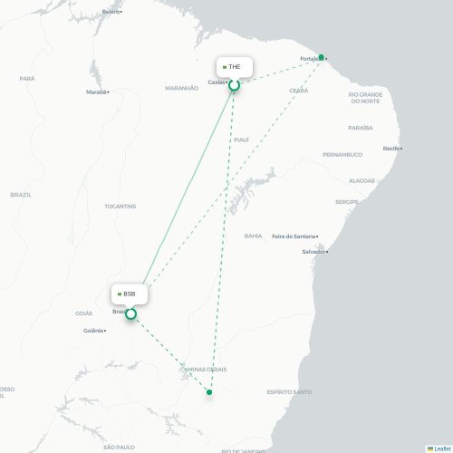 Mapa lotu bezpośredniego Vitória – Brasília