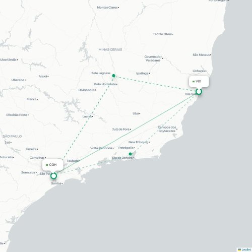 Mapa lotu bezpośredniego Vitória – São Paulo