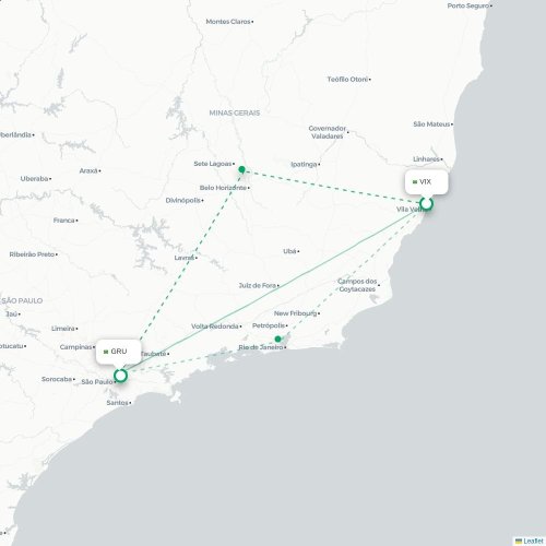 Mapa lotu bezpośredniego Vitória – São Paulo
