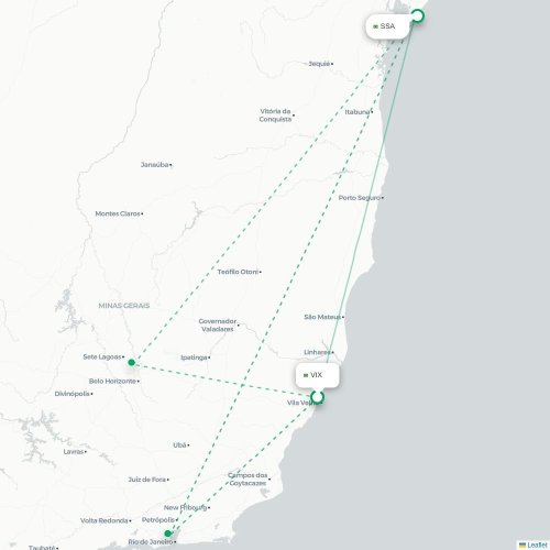 Mapa lotu bezpośredniego Vitória – Salvador