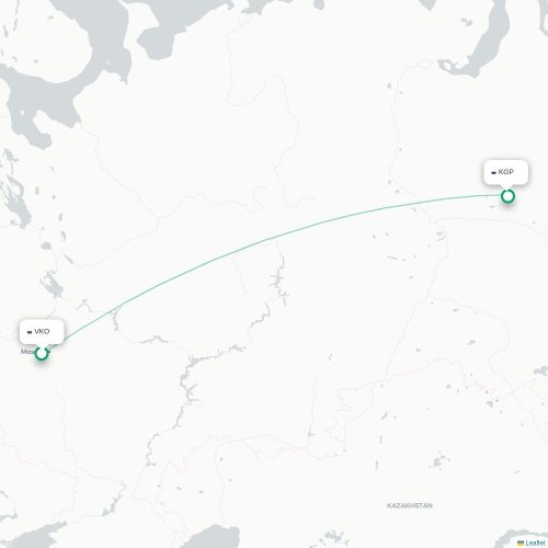 Mapa de vuelo directo Moscú - Kogalym