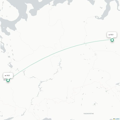 Mapa de vuelo directo Moscú - Nojabr'sk
