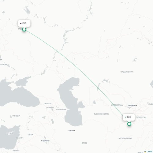 Mapa de vuelo directo Moscú - Termez