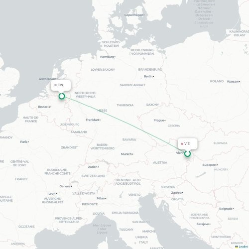 Valencia - Eindhoven kaart van rechtstreekse vlucht