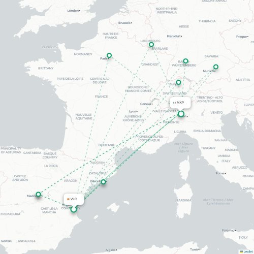 Valence - Milan carte du vol direct