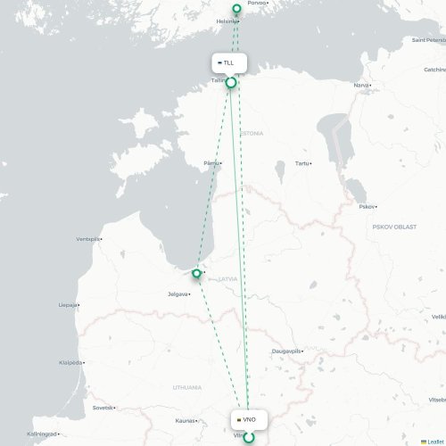 Mapa lotu bezpośredniego Wilno – Tallin