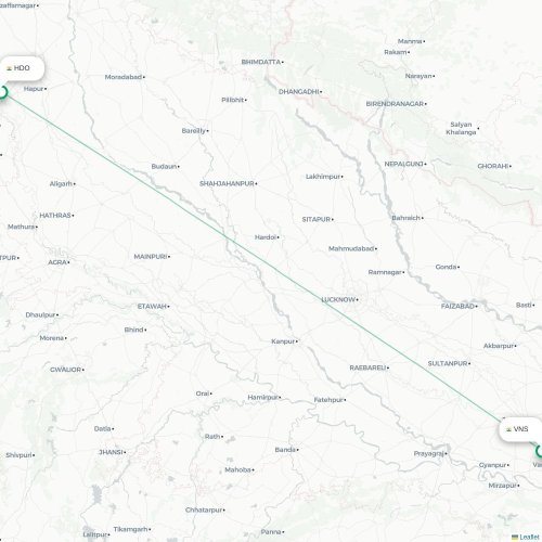 Varanasi – Ghāziābād suoran lennon kartta