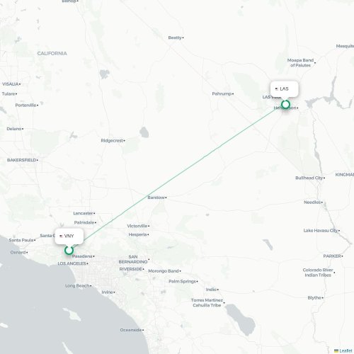 Mapa de vuelo directo Los Angeles - Las Vegas