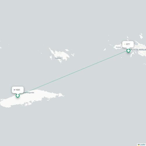 Mapa de vuelo directo Vieques - Saint Thomas Island