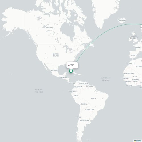 Mapa lotu bezpośredniego Varadero – Moskwa