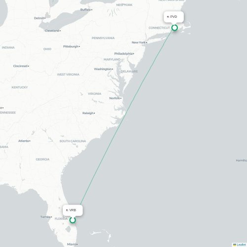 Mapa lotu bezpośredniego Vero Beach – Providence