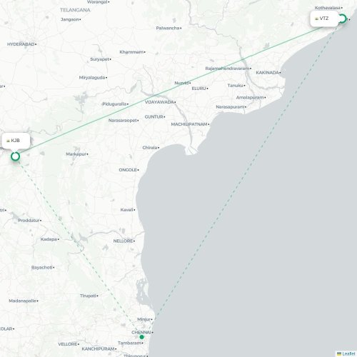 Visakhapatnam – Kurnool suoran lennon kartta