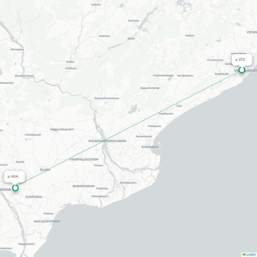 Visakhapatnam – Vijayawada suoran lennon kartta