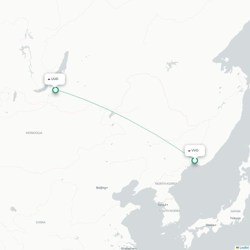 Mapa lotu bezpośredniego Władywostok – Ułan-Ude