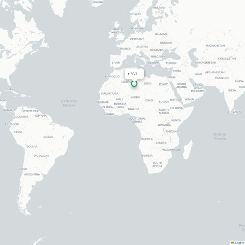 Illizi - Djanet kaart van rechtstreekse vlucht