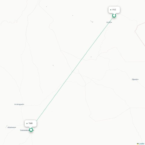 Illizi - Tamanrasset kaart van rechtstreekse vlucht