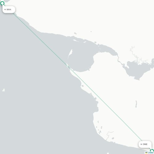 Mapa lotu bezpośredniego Wales – Nome