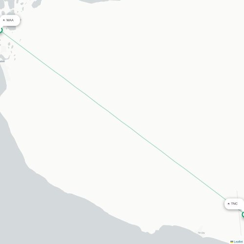 Mapa lotu bezpośredniego Wales – Tin City
