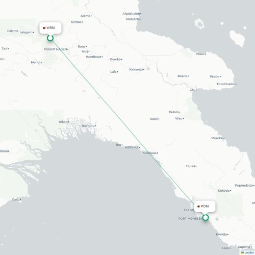 Mapa lotu bezpośredniego Wapenamanda – Port Moresby