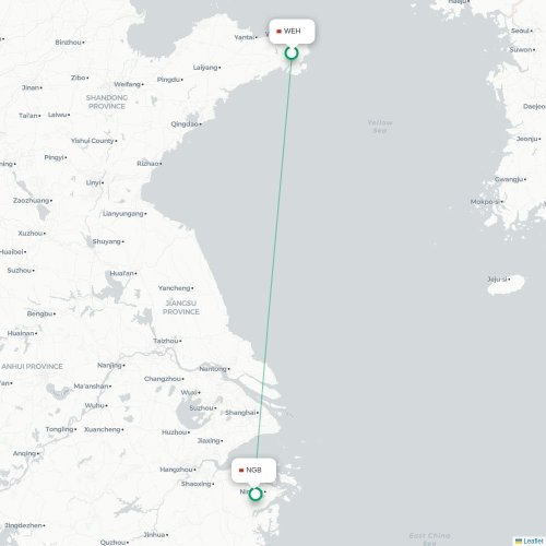 Weihai - Ningbo carte du vol direct